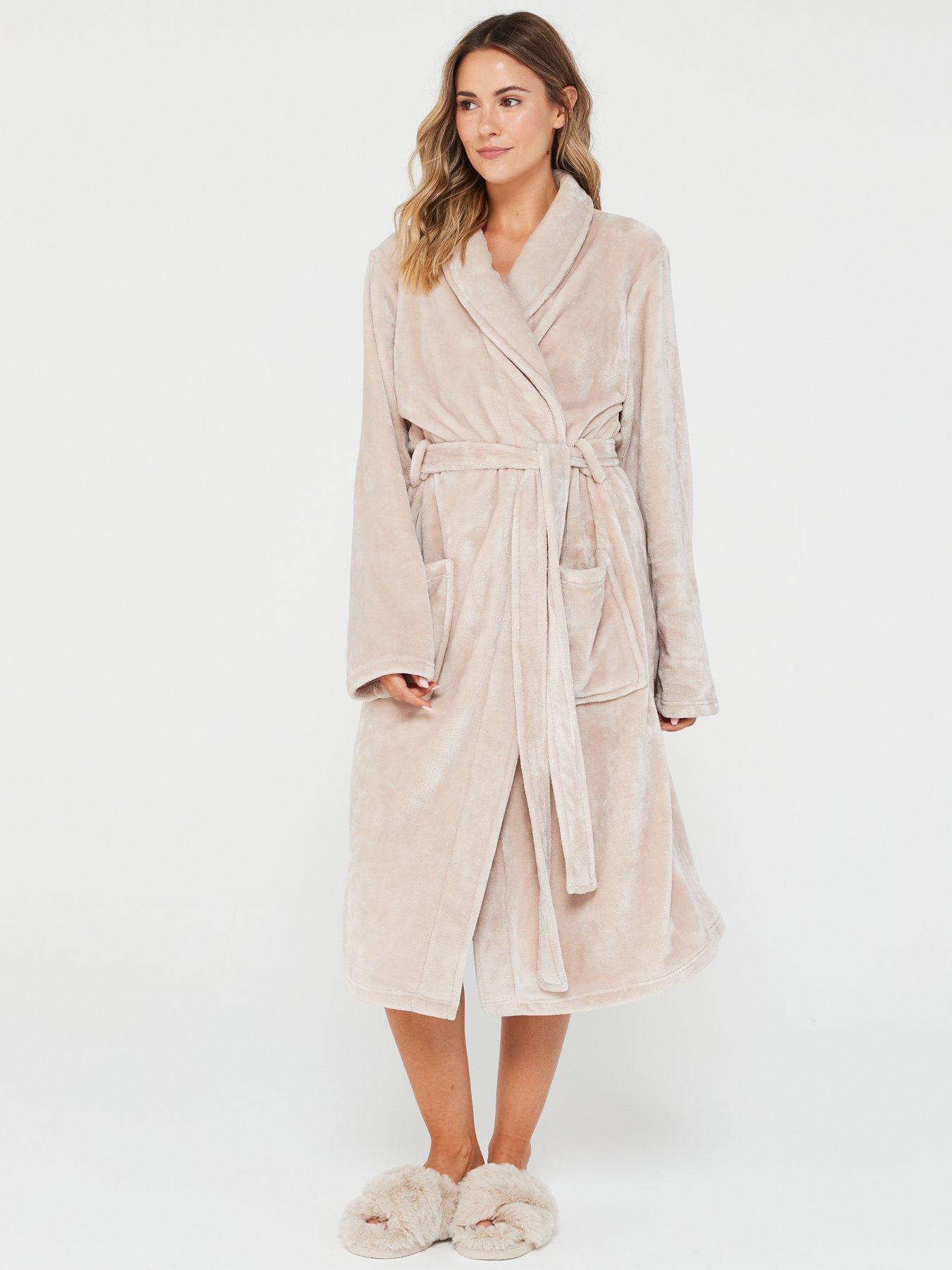 Everyday Supersoft Detail Dressing Gown - Beige | Littlewoods