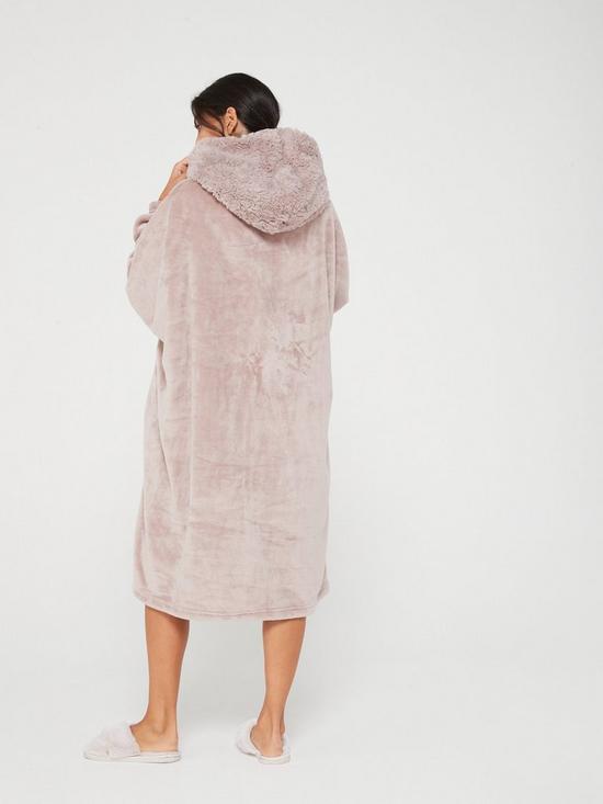stillFront image of v-by-very-oversized-robe-hoodie-with-teddy-hood-mink