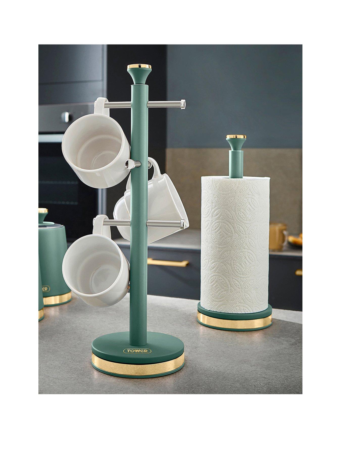 Tower Cavaletto Kitchen Towel Pole and Mug Tree Set - Green