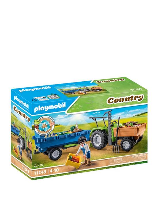 stillFront image of playmobil-71249-country-tractor-with-harvesting-trailer
