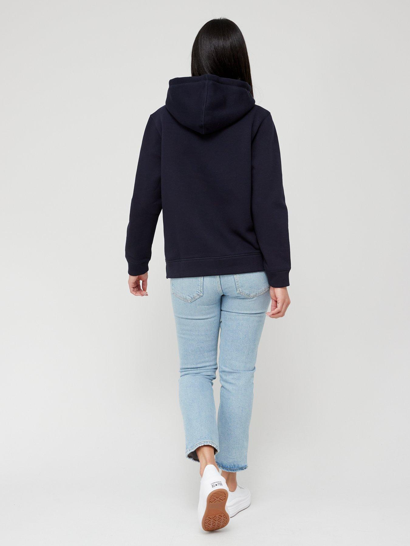 Image 5 of 5 of Tommy Hilfiger Womens Regular Fit Logo Embroidery Hoodie - Dark Blue