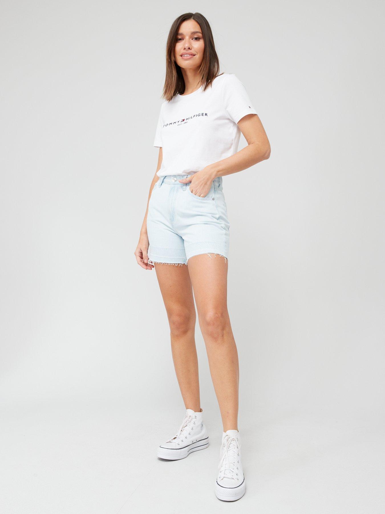 Image 3 of 6 of Tommy Hilfiger Womens Logo Crew Neck T-Shirt - White
