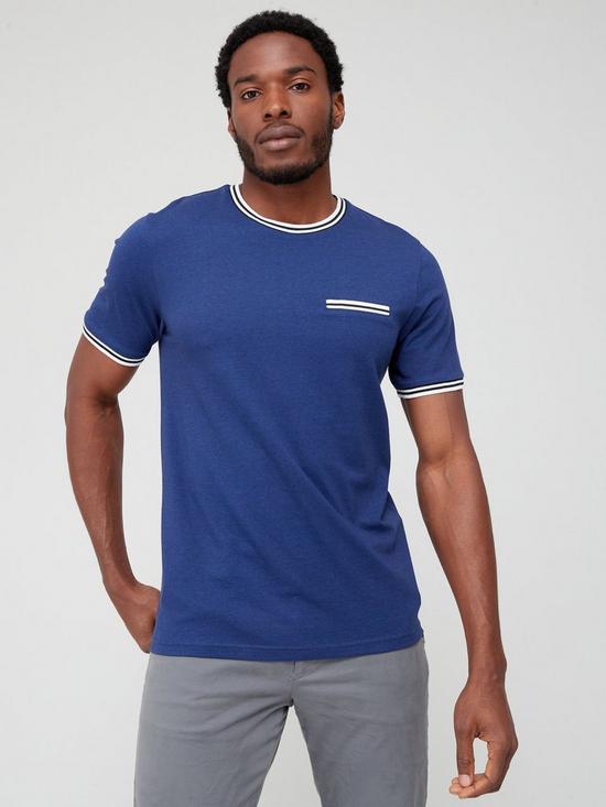 front image of everyday-tipped-t-shirt-blue