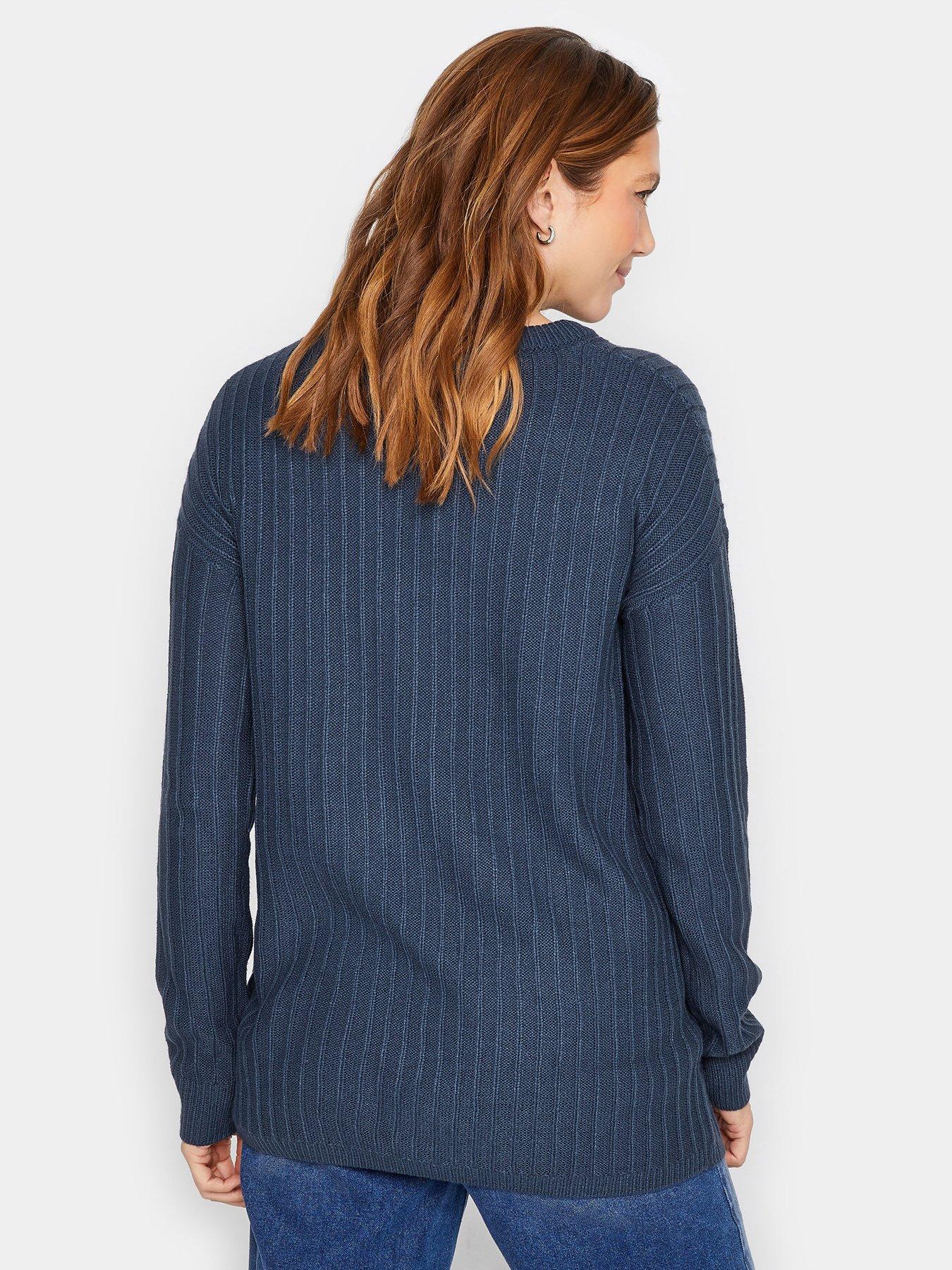 Long Tall Sally Funnel Neck Ribbed Jumper Blue
