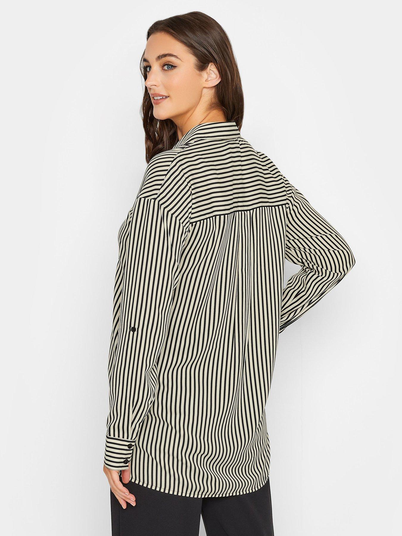 Long Tall Sally Stripe Oversized Shirt - Black