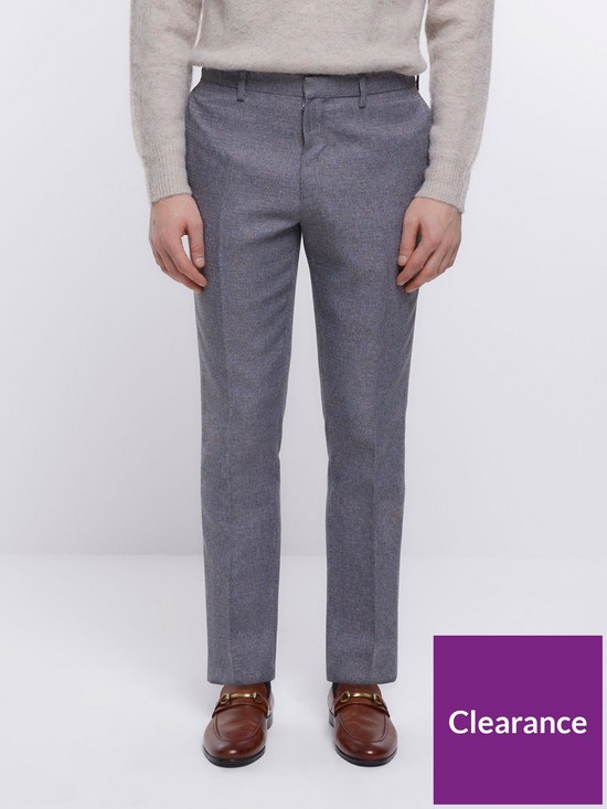 front image of river-island-slim-fitnbsptexture-crinkle-suit-trousers-grey