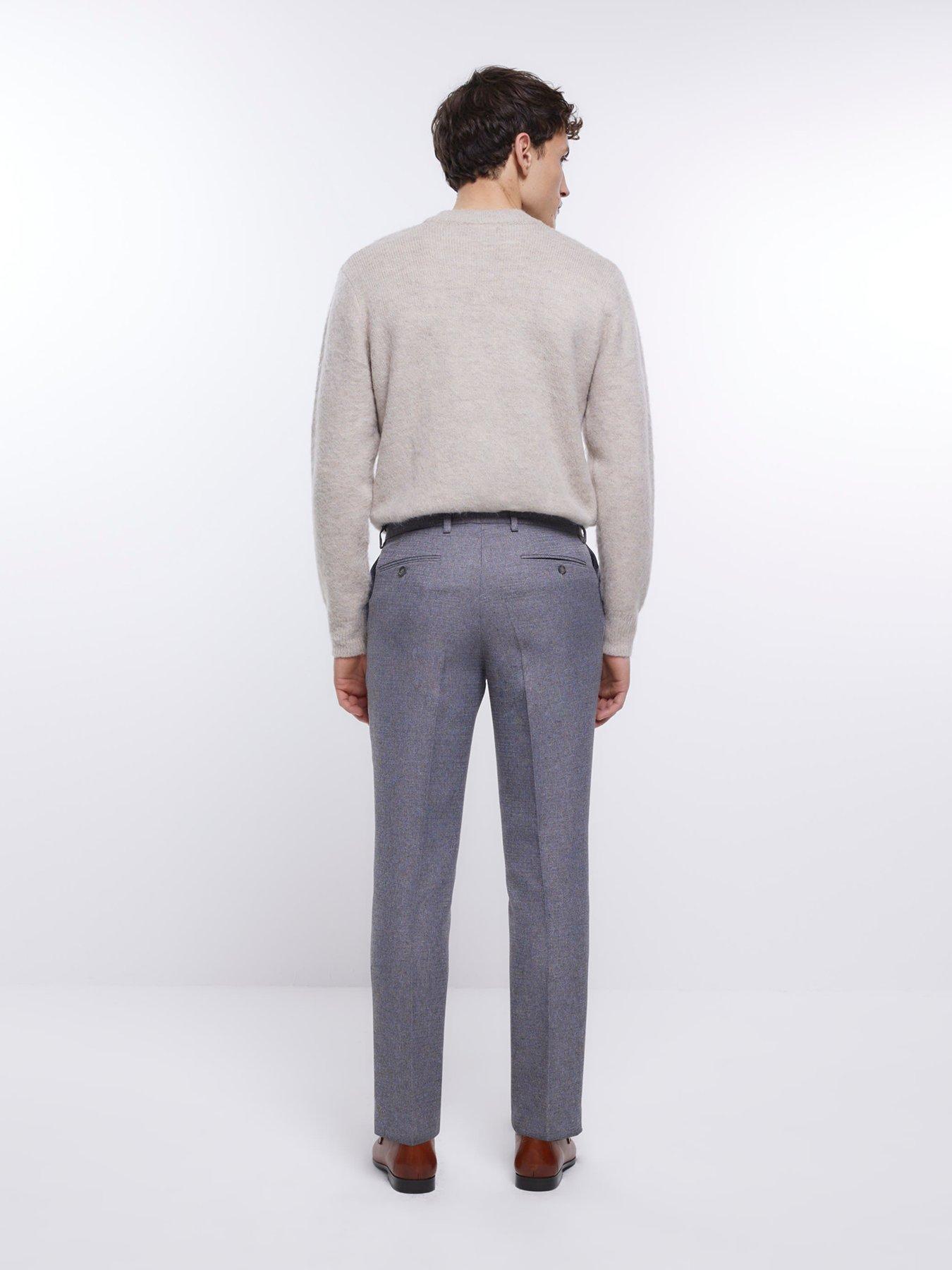 stillFront image of river-island-slim-fitnbsptexture-crinkle-suit-trousers-grey