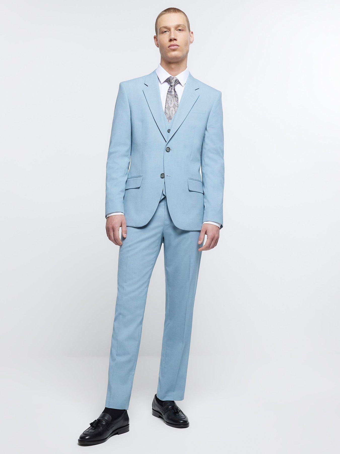  image of river-island-aqua-texture-suit-trouser-sl