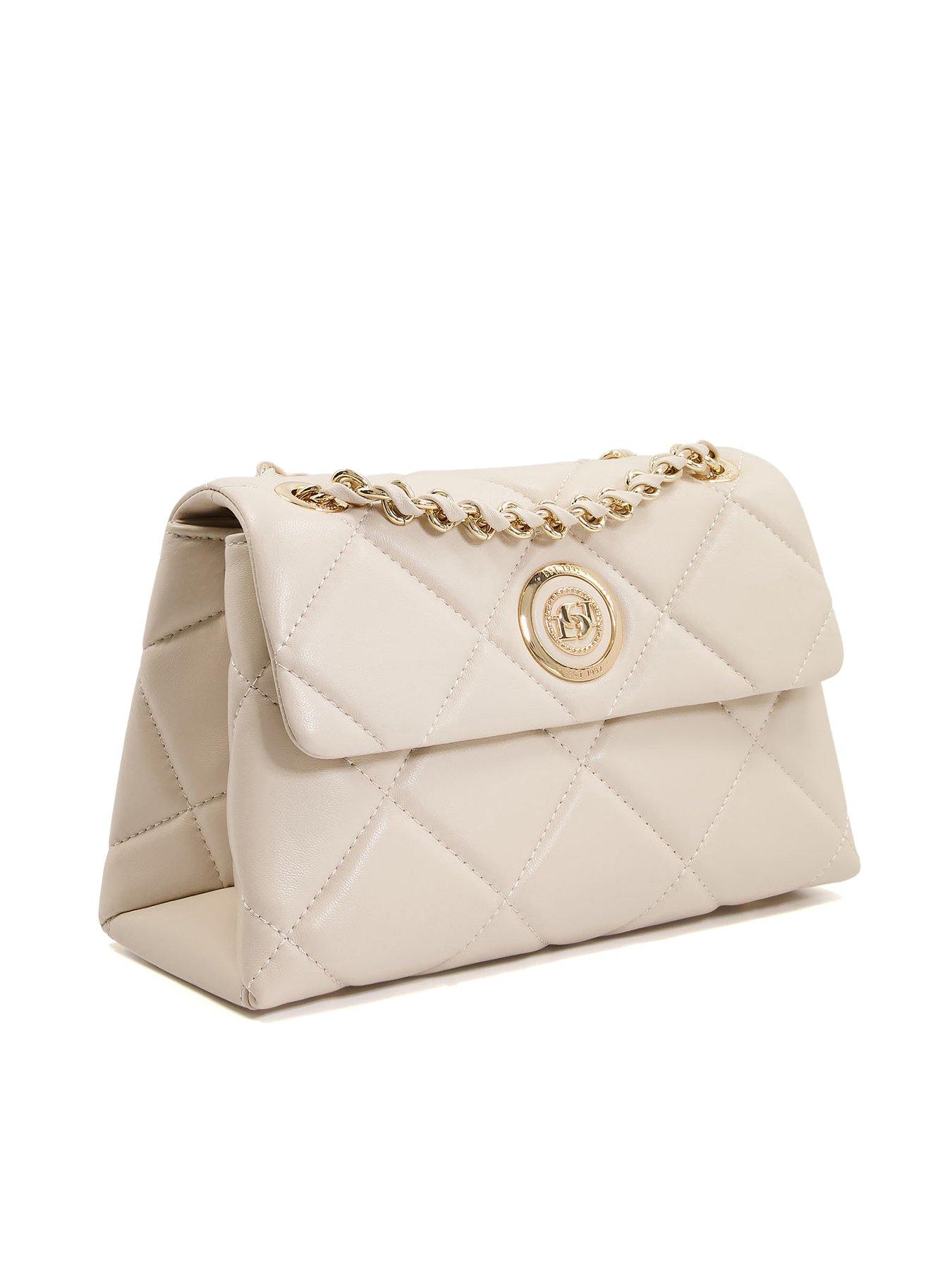  image of dune-london-duchess-medium-leather-quilt-cream-leather