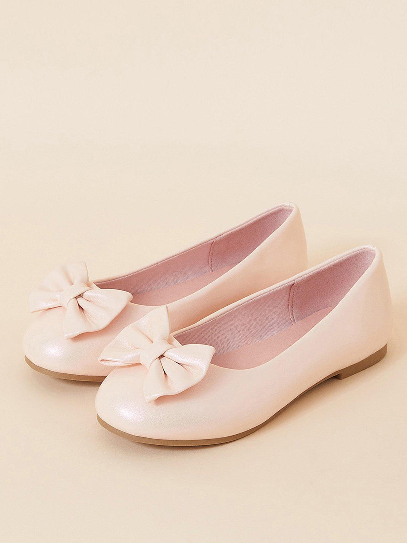 Accessorize Girls Bow Ballerina Shoes Pink