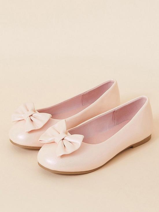 front image of accessorize-girls-bow-ballerina-shoes-pink