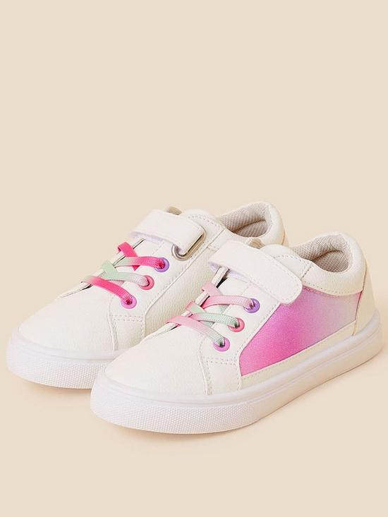 front image of accessorize-girls-ombre-glitter-trainers-white