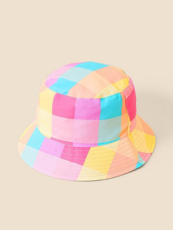 front image of accessorize-girls-check-bucket-hat-multi