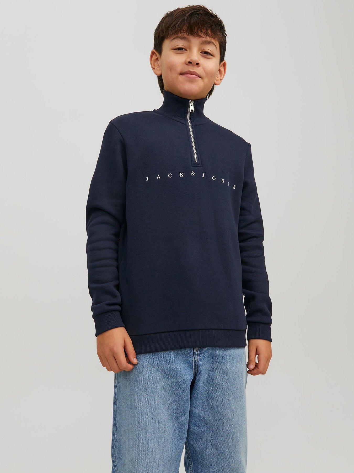  image of jack-jones-junior-boys-copenhagen-half-zip-high-neck-sweat-navy