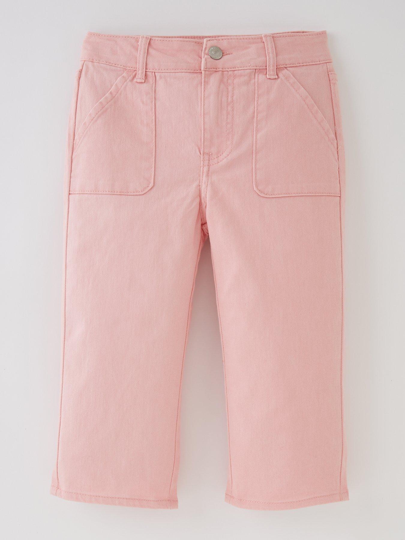 undefined Girls Cropped Wide Leg Jeans - Quartz Pink