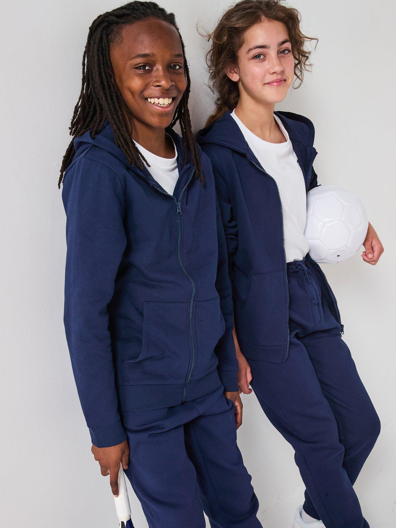 Image 1 of 7 of The Very Collection Unisex Zip-Through Hooded School Hoodie - Navy