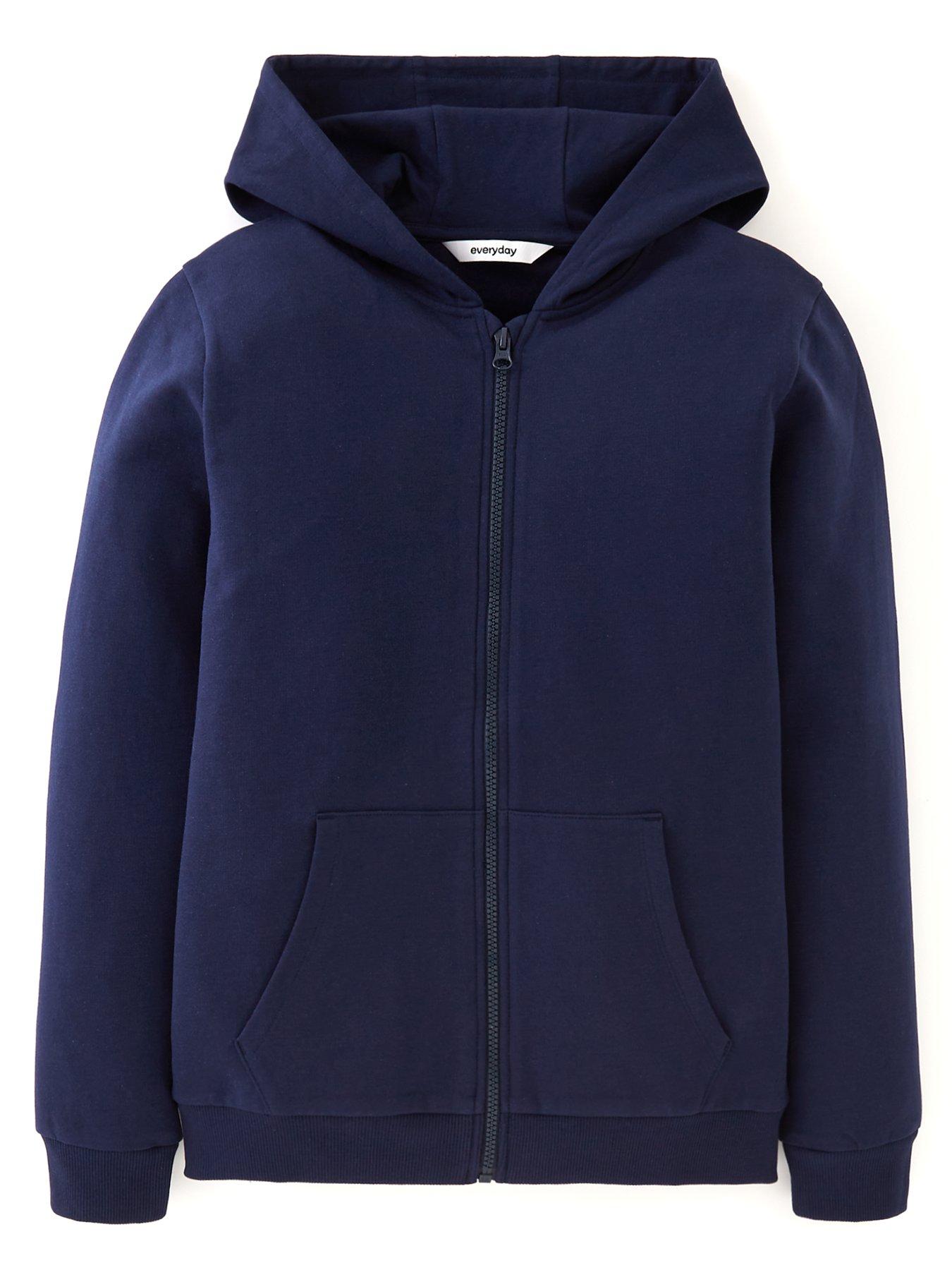 Image 2 of 7 of The Very Collection Unisex Zip-Through Hooded School Hoodie - Navy