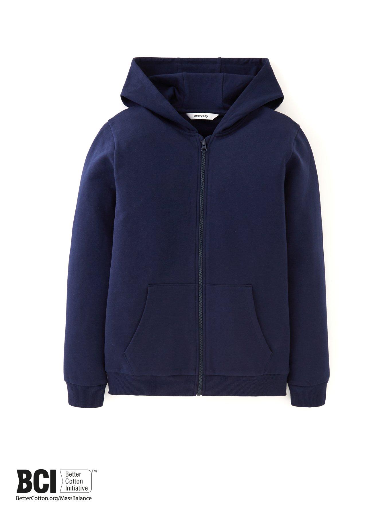 Image 4 of 7 of The Very Collection Unisex Zip-Through Hooded School Hoodie - Navy