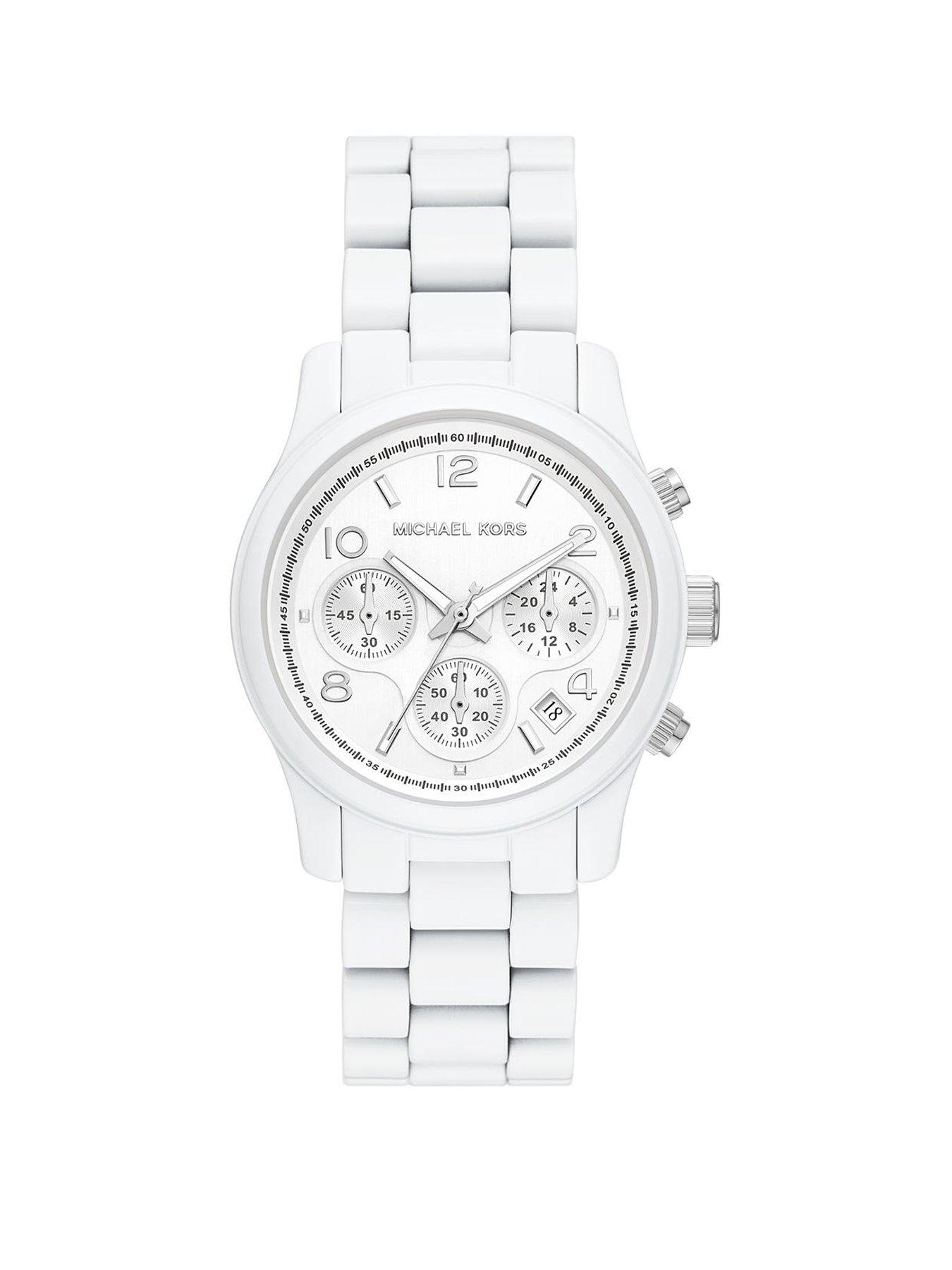 Michael Kors Runway Chronograph White-Coated Stainless Steel Watch |  