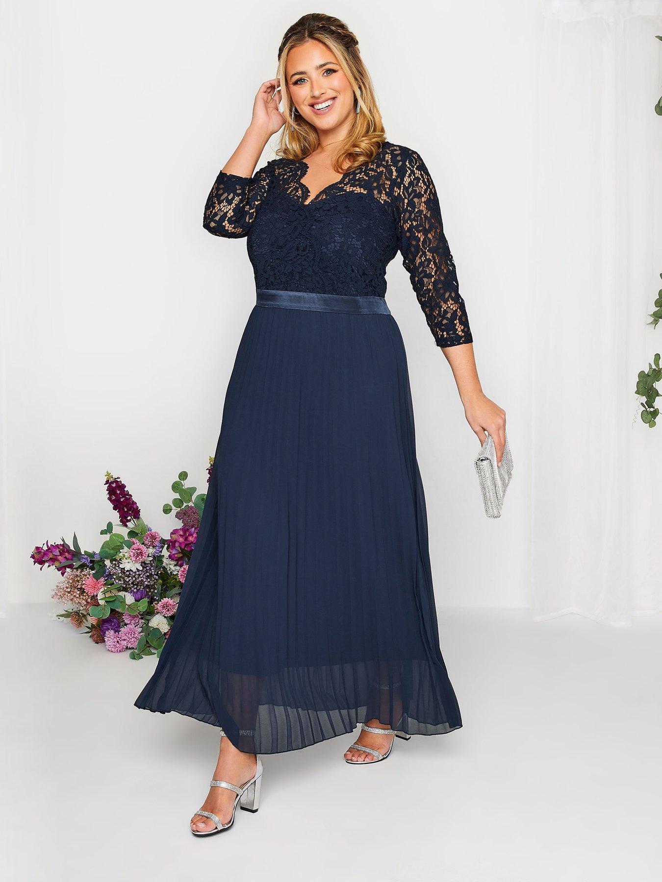 Occasion Lace Wrap Pleat Maxi Dress