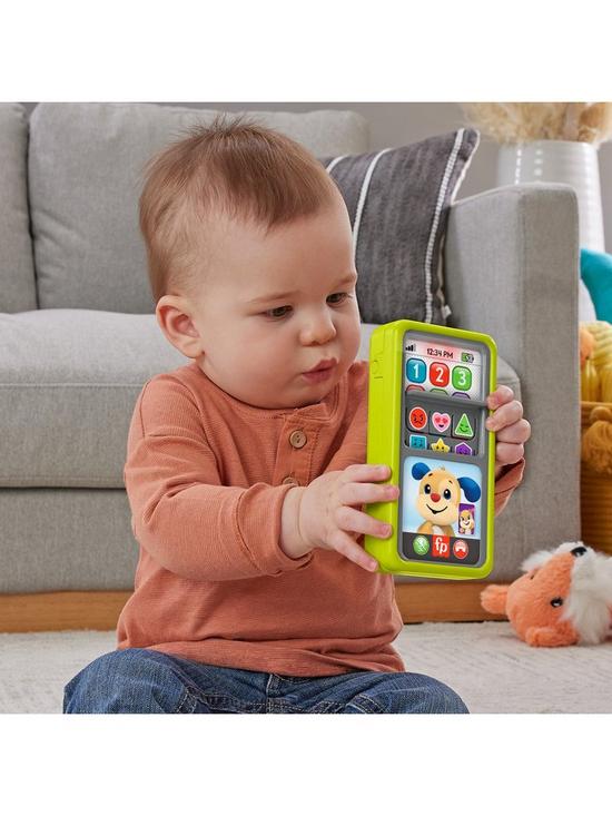 front image of fisher-price-laugh-amp-learn-2-in-1-slide-to-learn-smartphone-toy