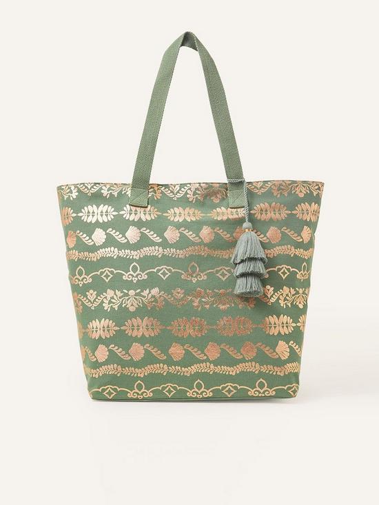 front image of accessorize-foil-print-beach-tote