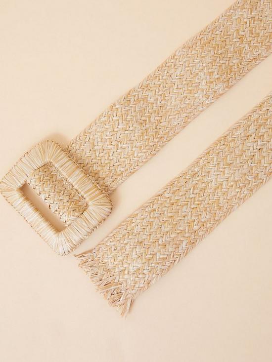 back image of accessorize-square-buckle-natural-weave-belt