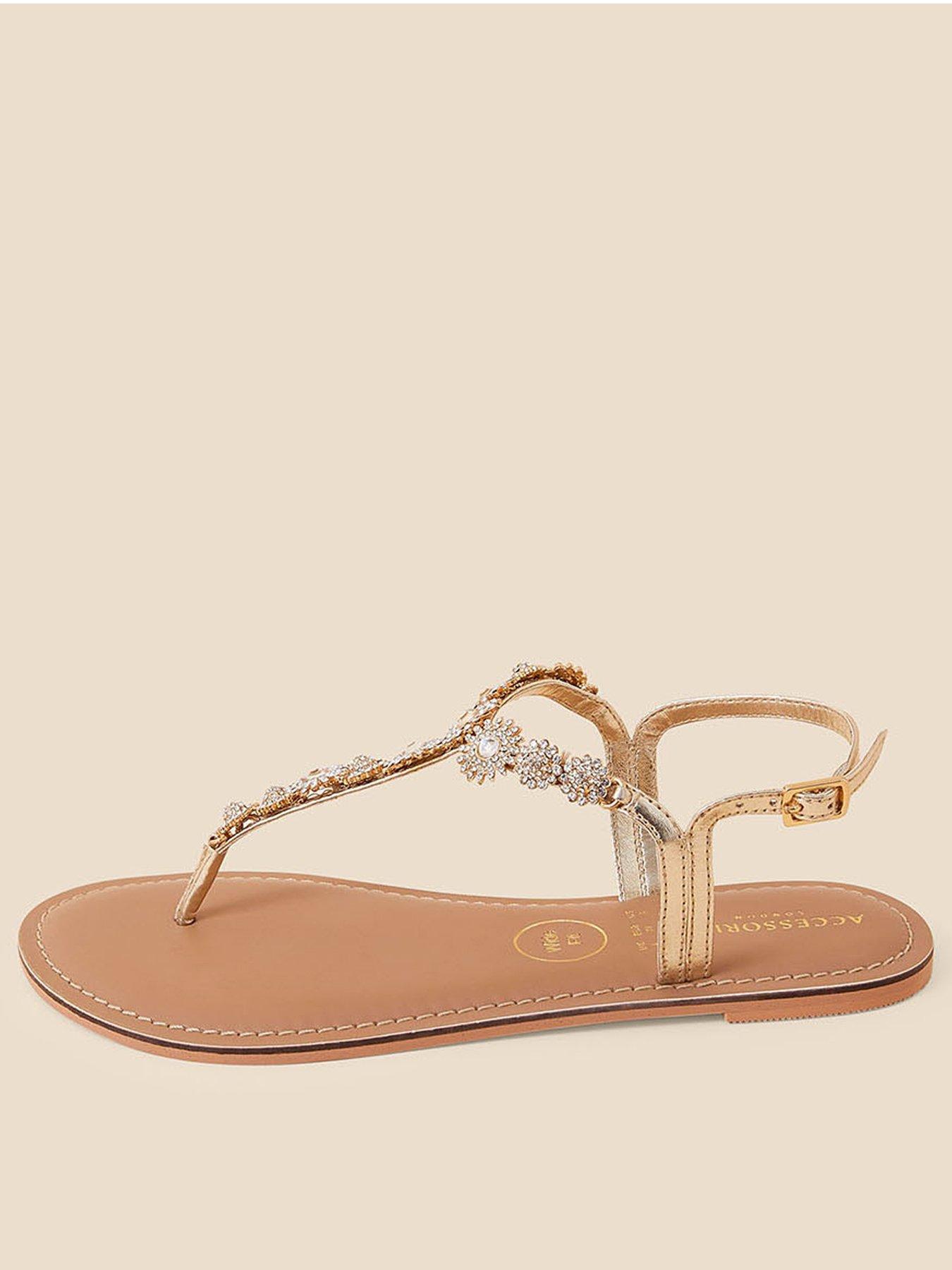 Gold flat sandals online wide fit