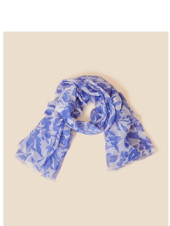 front image of accessorize-blue-floral-printed-scarf