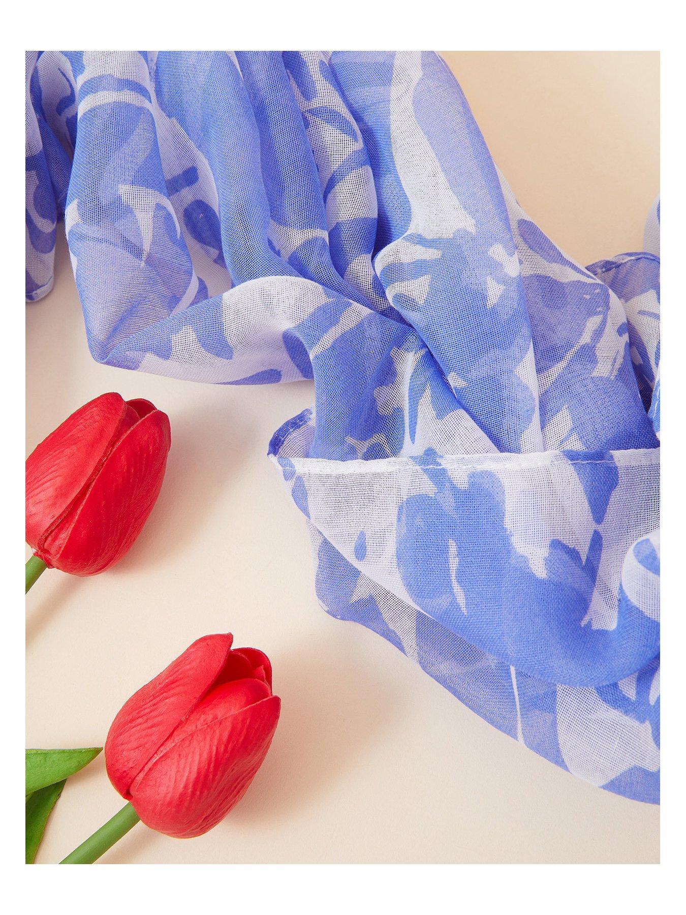  image of accessorize-blue-floral-printed-scarf
