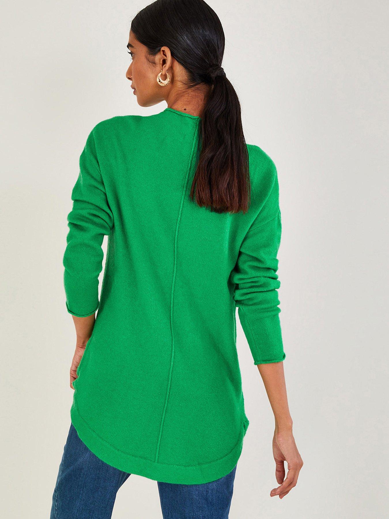  image of monsoon-high-neck-longline-jumper-green
