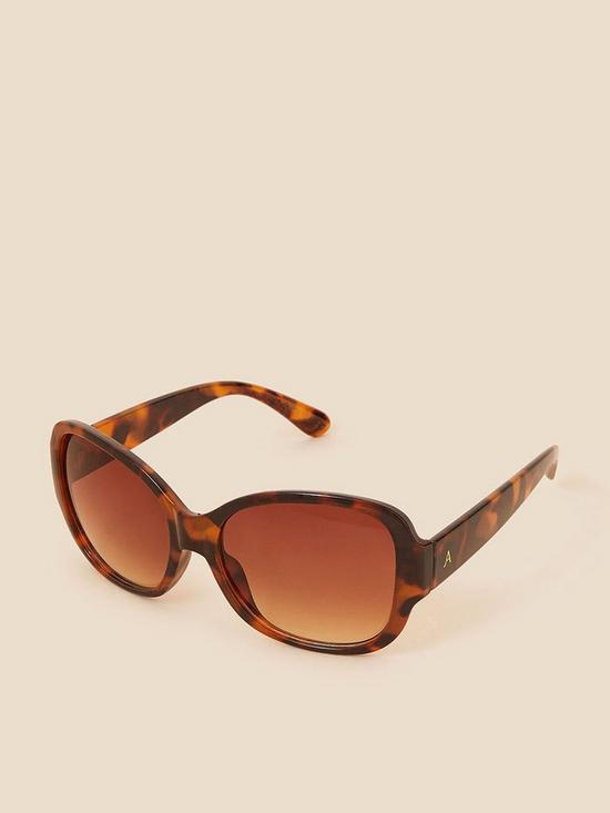 front image of accessorize-wide-arm-tortoiseshell-square-sunglasses