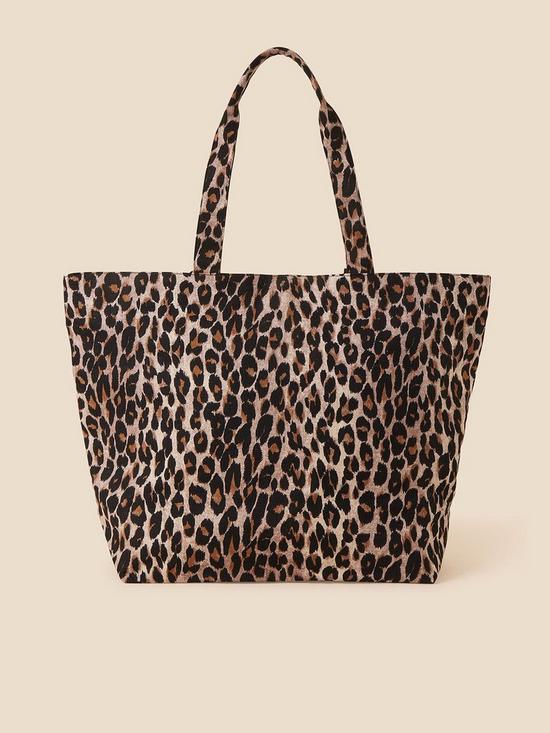 front image of accessorize-leopard-canvas-shopper