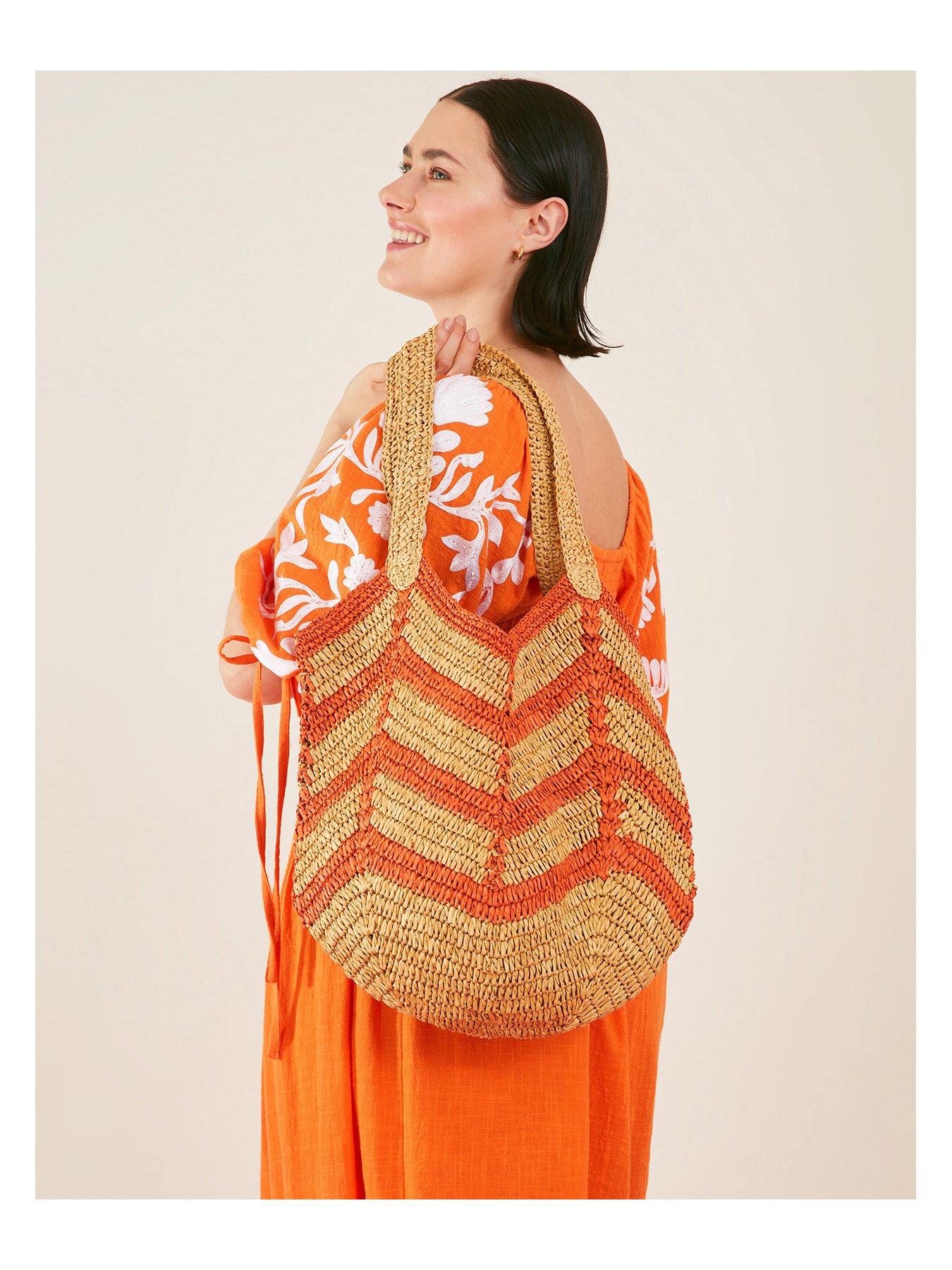 Accessorize Raffia Chevron Shoulder Bag