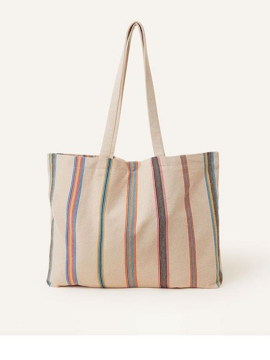 front image of accessorize-stripe-canvas-shopper