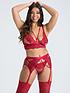  image of lovehoney-tiger-lily-red-floral-lace-bra-set