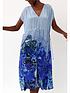  image of religion-v-neck-midi-dress-with-cinched-waist--blue