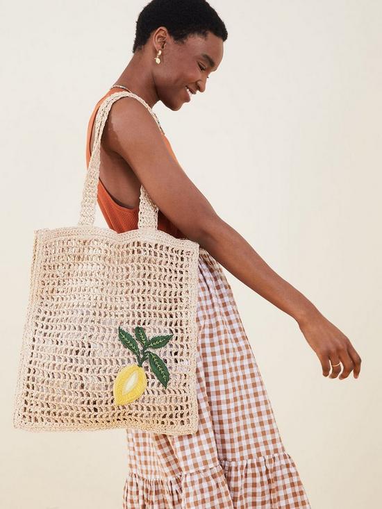 stillFront image of accessorize-raffia-crochet-beach-shopper