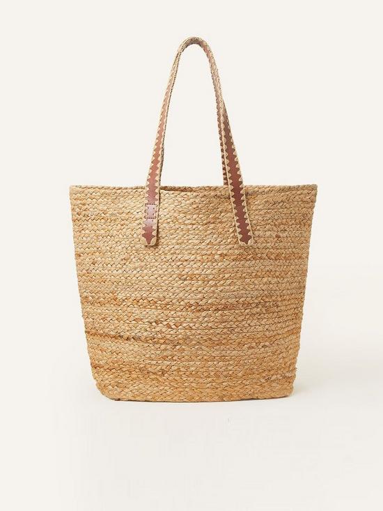 front image of accessorize-whipstitch-strap-jute-beach-bag
