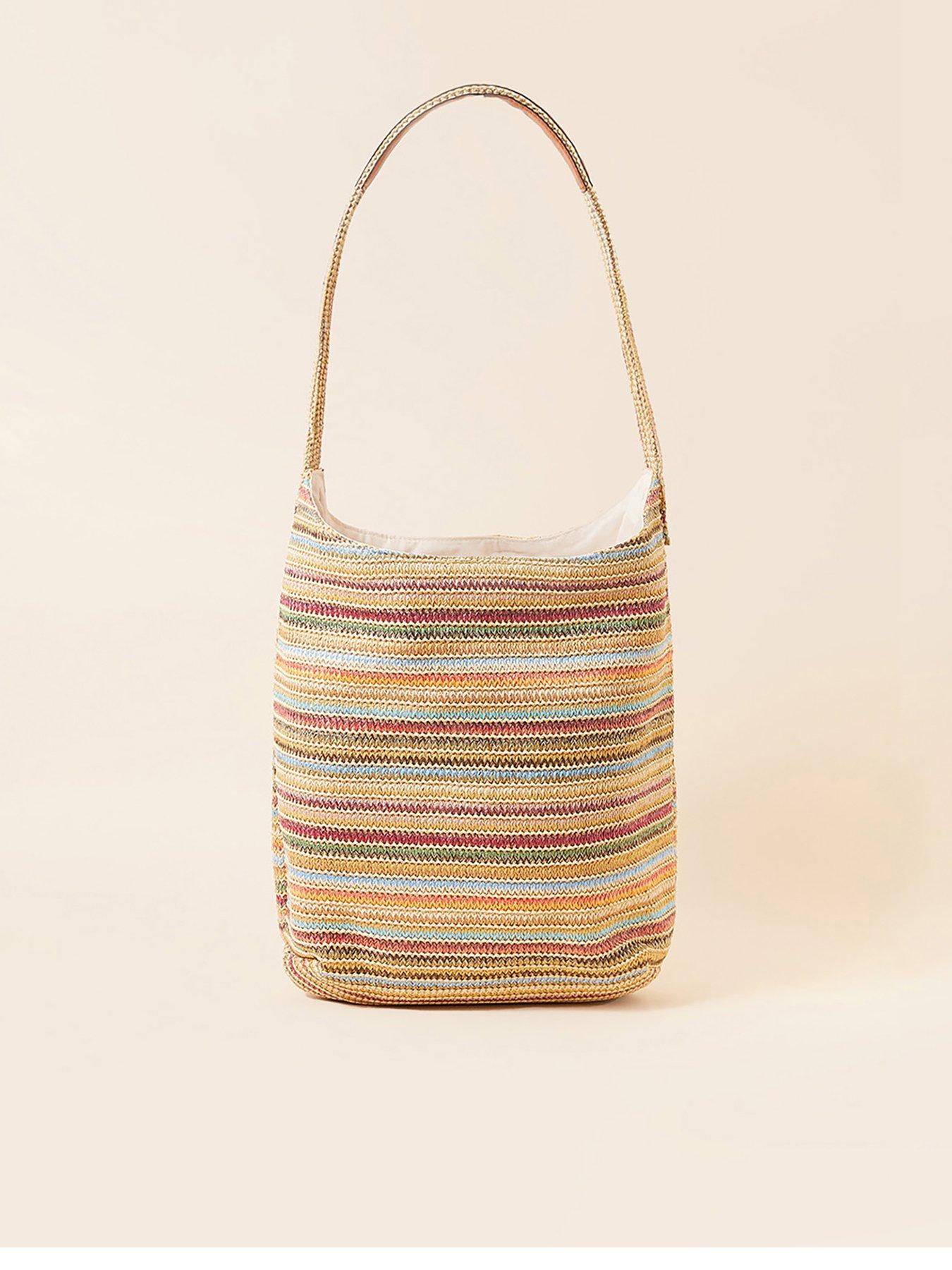  image of accessorize-stripe-raffia-slouch-bag