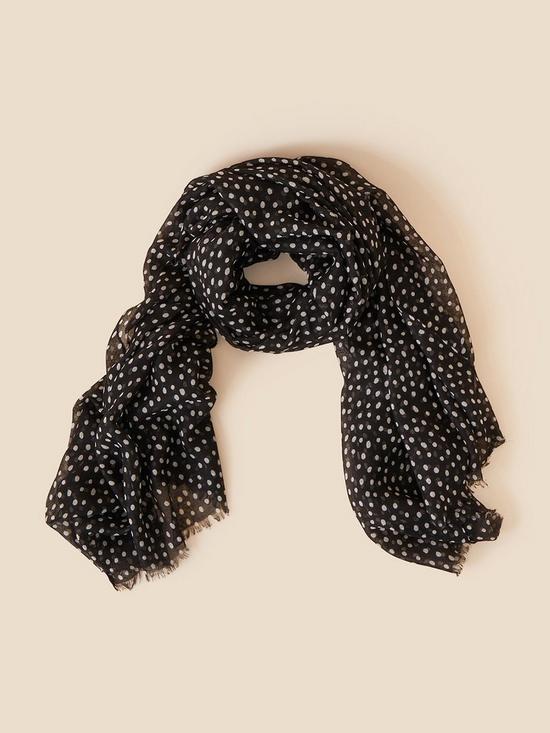 front image of accessorize-mono-spot-print-scarf