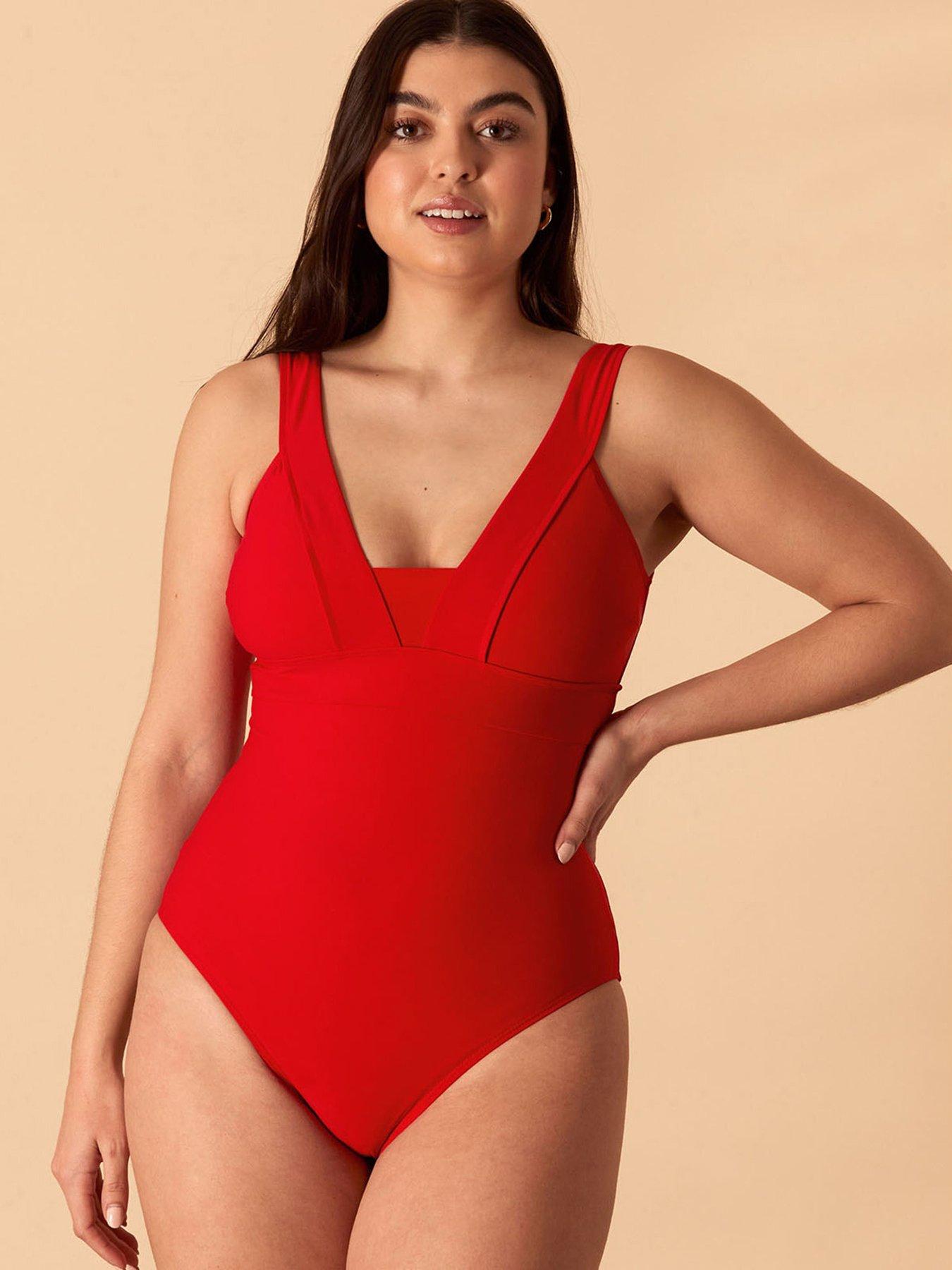 Curvy Kate Wrapsody Bandeau Swimsuit Red