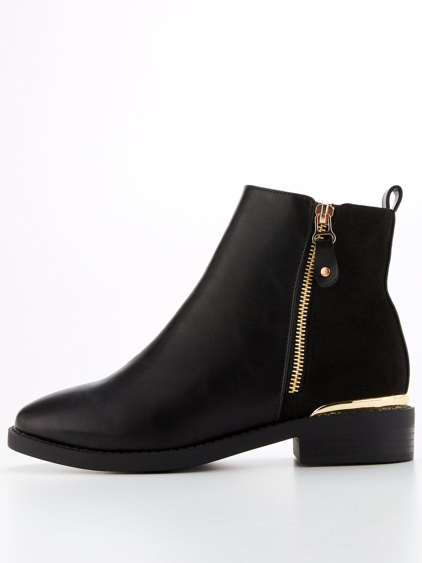 Everyday Extra Wide Fit Zip Ankle Boot Black littlewoods