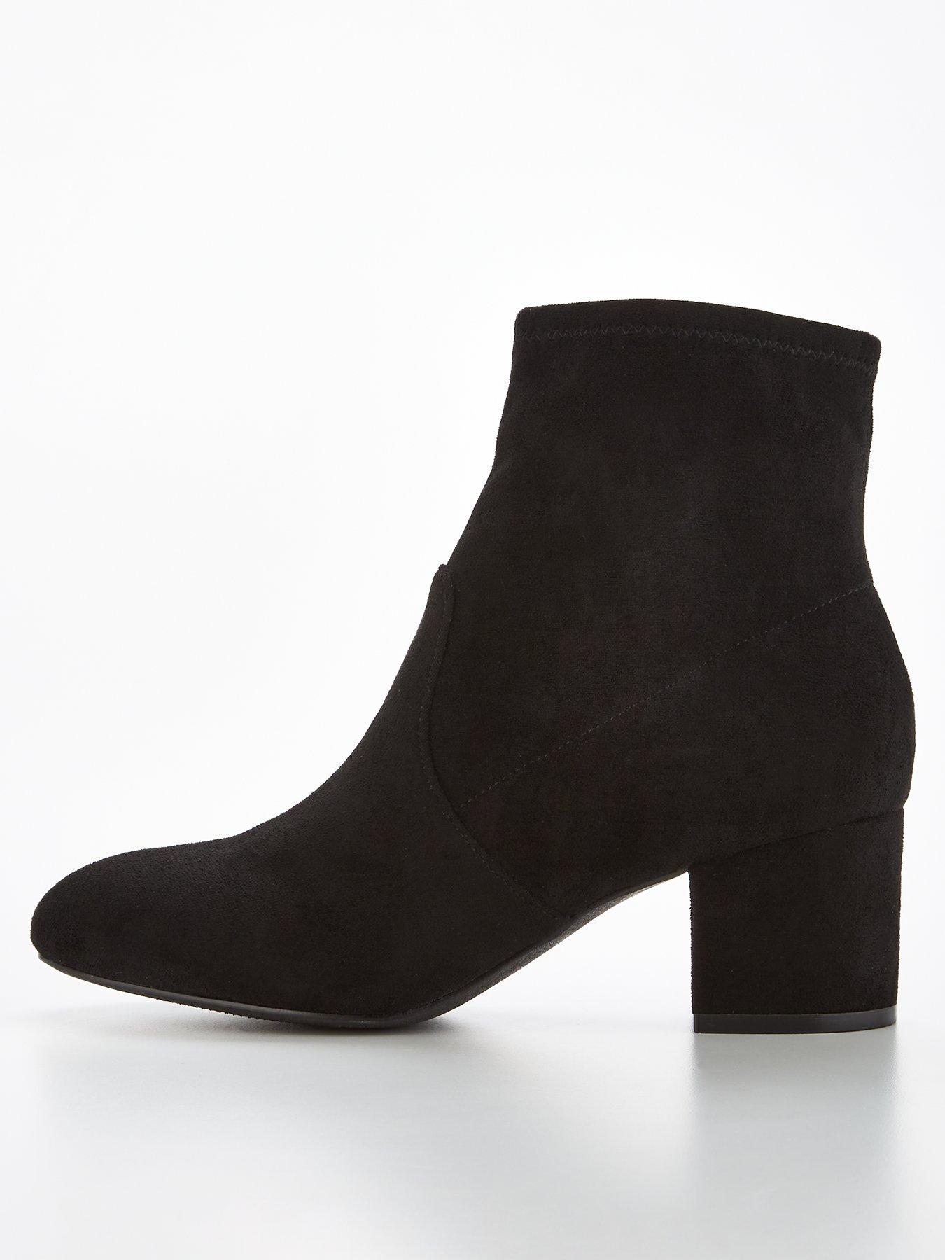 Everyday Block Heel Sock Ankle Boot Black littlewoods