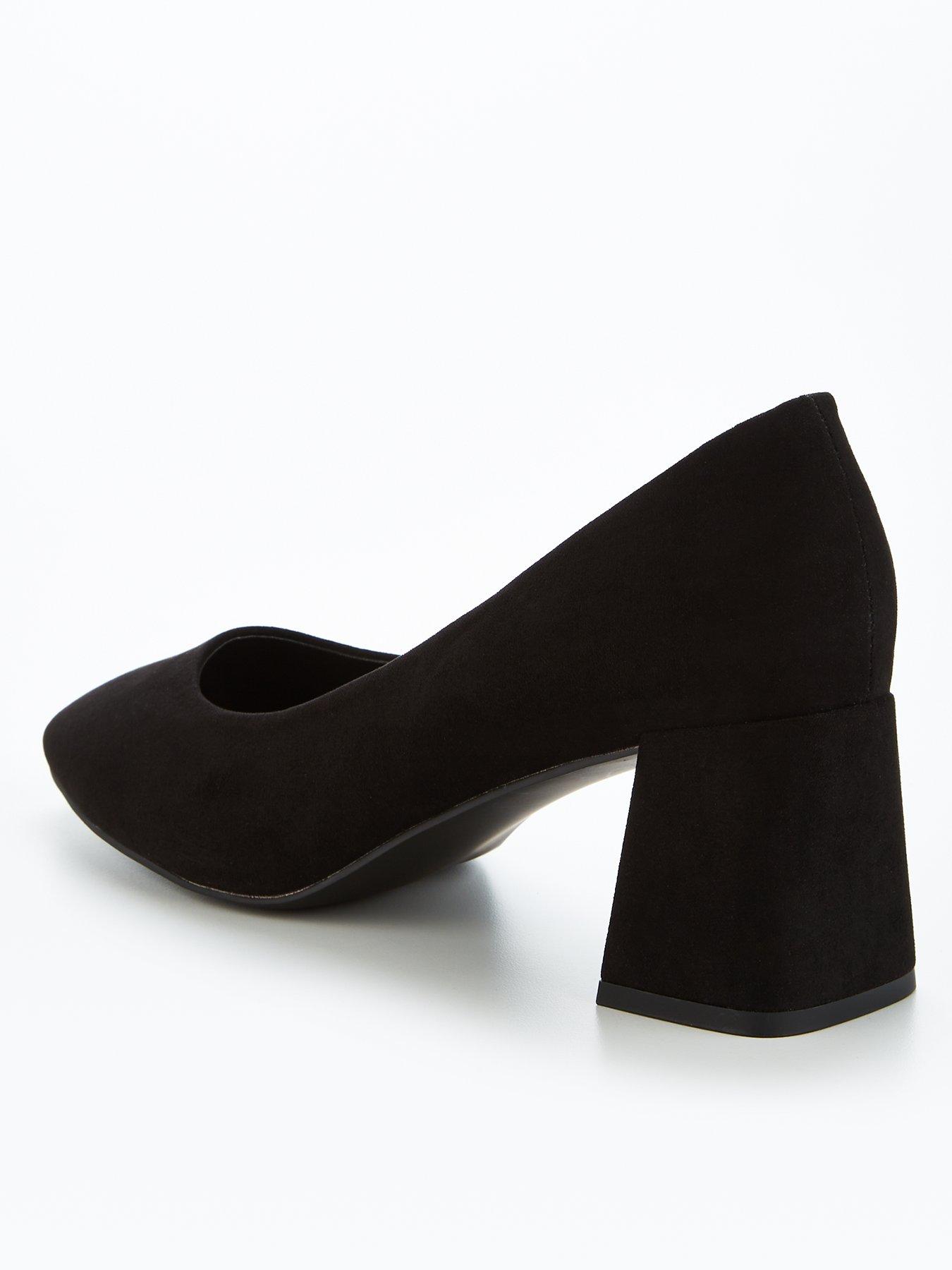 Block Heel Court Shoe Black