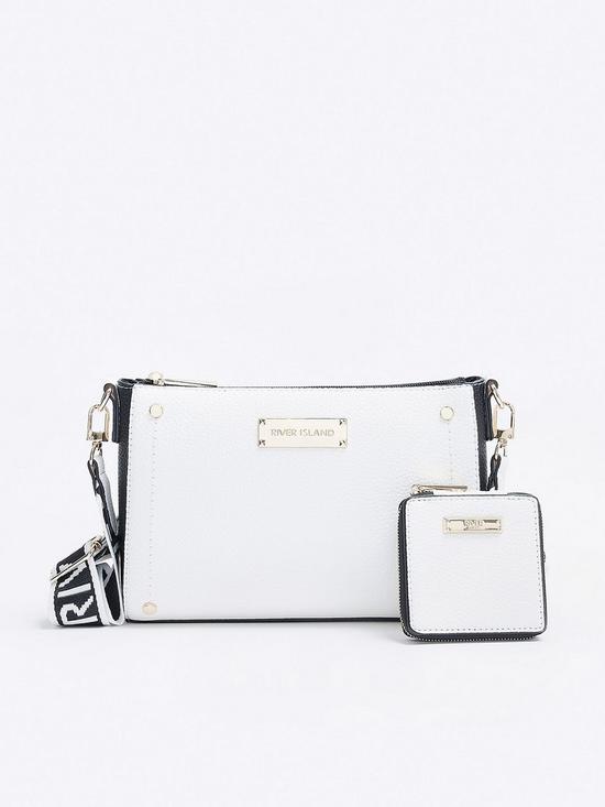 front image of river-island-small-structured-cross-body-bag-white