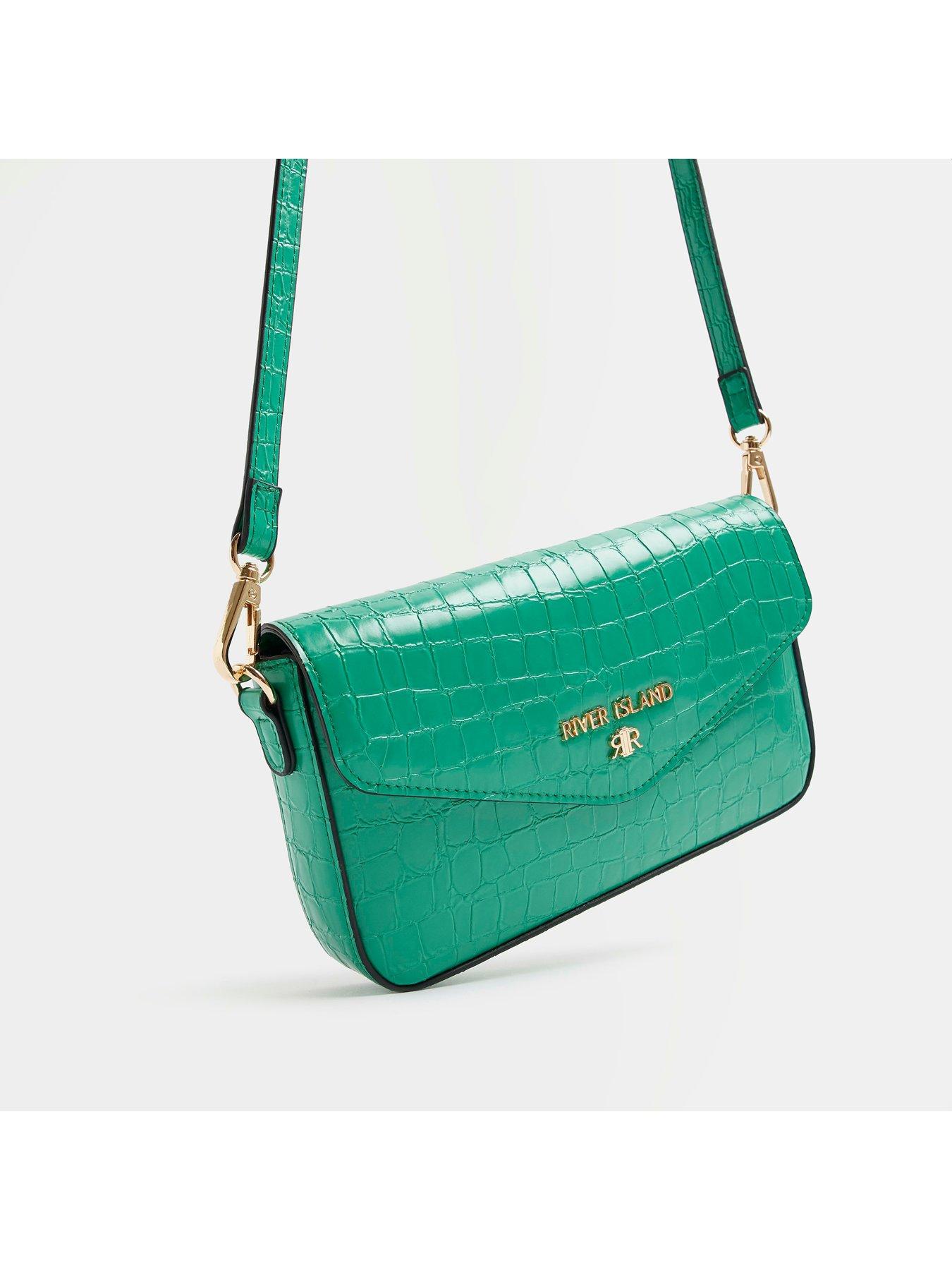 image of river-island-croc-envelope-shoulder-bag-bright-green