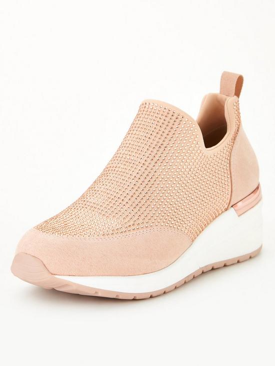 stillFront image of v-by-very-wedge-trainer-blush