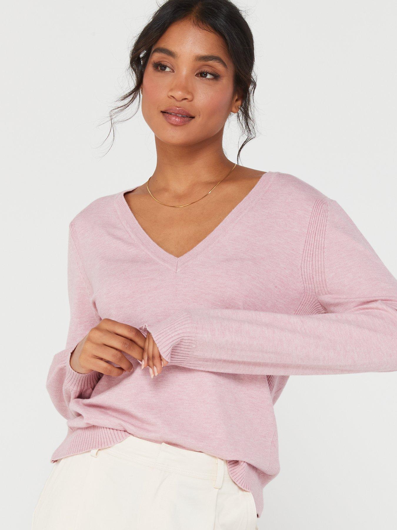 Pink v 2025 neck jumper