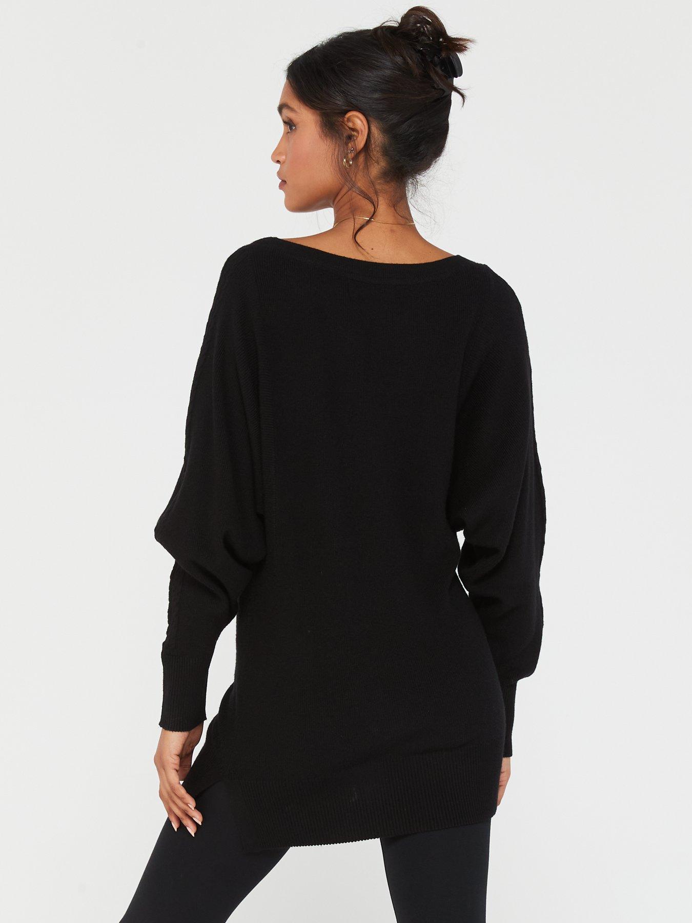 Cable Batwing Jumper Black